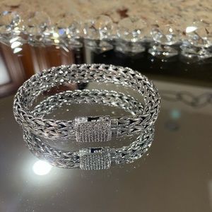 John Hardy sterling silver chain diamond bracelet